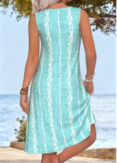 Mint Green Marine Life Print Tummy Coverage Sleeveless Dress | thumb picture 