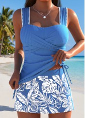 Dusty Blue Mid Waisted Wrap Tankini Set