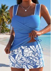 Dusty Blue Mid Waisted Wrap Tankini Set | thumb picture 