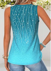 Turquoise Ombre Patchwork Sleeveless V Neck Tank Top | thumb picture 