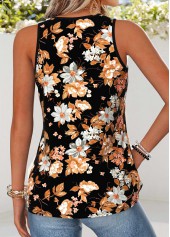 Black Floral Print Patchwork Sleeveless Round Neck Tank Top | thumb picture 