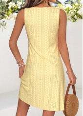 Light Yellow Short Shirred Sleeveless V Neck Dress | thumb picture 