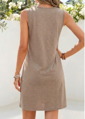 Light Camel Short Patchwork Sleeveless V Neck Dress | thumb picture 