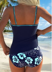 Navy Mid Waisted Wrap Floral Print Tankini Set | thumb picture 