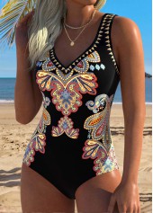 Multi Color Tummy Control Tribal Print One Piece Swimwear | thumb picture 