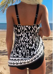 Black Tummy Coverage Tribal Print One Piece Swimdress | thumb picture 