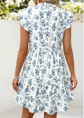 White Ditsy Floral Print Tummy Coverage Short Sleeve Dress | thumb picture 