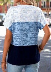 Dusty Blue Geometric Print Tummy Coverage T Shirt | thumb picture 