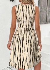 Beige Tie Dye Print Criss Cross Sleeveless Dress | thumb picture 