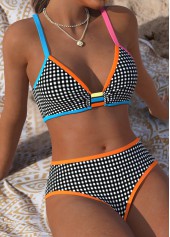 Black Mid Waisted Pull On Gingham Print Bikini Set | thumb picture 