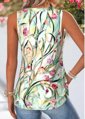 Multi Color Floral Print Curved Hem Sleeveless Tank Top | thumb picture 