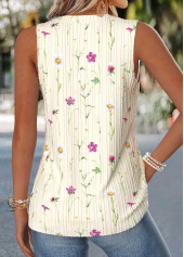 Beige Floral Print Curved Hem Sleeveless Tank Top | thumb picture 
