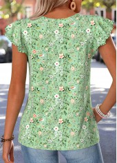 Light Green Ditsy Floral Print Ruffle T Shirt | thumb picture 