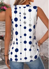 White Geometric Print Curved Hem Sleeveless Tank Top | thumb picture 