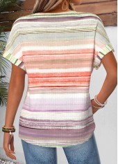 Multi Color Striped Split Short Sleeve T Shirt | thumb picture 