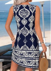 Navy Tribal Print Short Tummy Coverage Sleeveless Dress | thumb picture 