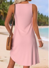 Pink Short Shirred Sleeveless V Neck Dress | thumb picture 
