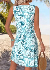 Multi Color Paisley Print Short Twist Sleeveless Dress | thumb picture 
