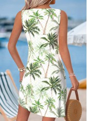 Multi Color Tropical Plants Print Short Twist Sleeveless Dress | thumb picture 