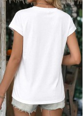 White Tuck Stitch Short Sleeve Round Neck T Shirt | thumb picture 