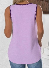 Light Purple Heart Print Curved Hem Sleeveless Tank Top | thumb picture 