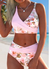 Light Pink Mid Waisted Surplice Bikini Set | thumb picture 