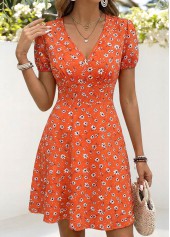 Red Ditsy Floral Print Short Tummy Coverage Dress | thumb picture 