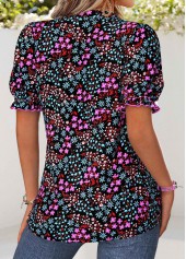 Multi Color Ditsy Floral Print Patchwork Short Sleeve Blouse | thumb picture 