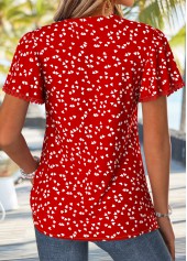 Red Heart Print Curved Hem Short Sleeve T Shirt | thumb picture 