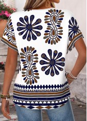 Multi Color Tribal Print Split Short Sleeve T Shirt | thumb picture 