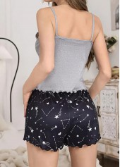 Grey Heart Print Strappy Lounge Top and Shorts | thumb picture 