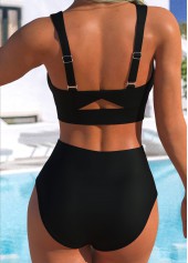 Black Mid Waisted Twist Floral Print Bikini Set | thumb picture 