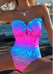 Multi Color Cut Out Leopard One Piece Swimwear