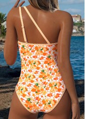 Orange Mid Waisted Wrap Floral Print One Piece Swimwear | thumb picture 
