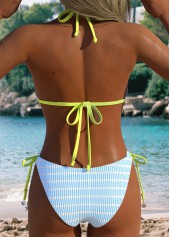 Light Blue Low Waisted Bowknot Striped Bikini Set | thumb picture 