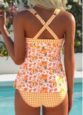 Orange Mid Waisted Patchwork Ditsy Floral Print Tankini Set | thumb picture 