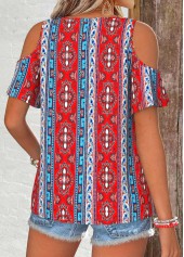 Multi Color Tribal Print Twist Short Sleeve T Shirt | thumb picture 