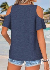 Navy Letter Print Twist Short Sleeve T Shirt | thumb picture 