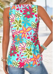 Multi Color Floral Print Patchwork Sleeveless Tank Top | thumb picture 