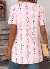 Light Pink Ditsy Floral Print Fake Two Piece Twinset | thumb picture 