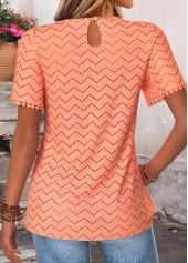 Orange Tuck Stitch Short Sleeve Round Neck T Shirt | thumb picture 