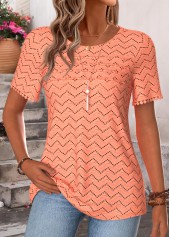 Orange Tuck Stitch Short Sleeve Round Neck T Shirt | thumb picture 