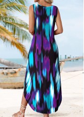 Multi Color Graffiti Print Curved Hem Sleeveless Dress | thumb picture 