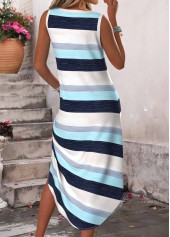 Multi Color Striped Tummy Coverage A Line Sleeveless Dress | thumb picture 