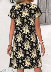 Black Floral Print Short Tummy Coverage A Line Dress | thumb picture 