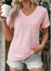 Light Pink Patch Pocket Short Sleeve T Shirt