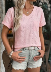 Light Pink Patch Pocket Short Sleeve T Shirt | thumb picture 