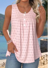 Pink Patchwork Sleeveless Round Neck Tank Top