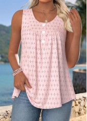 Pink Patchwork Sleeveless Round Neck Tank Top | thumb picture 