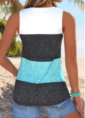 Multi Color Tropical Plants Print Cut Out Tank Top | thumb picture 